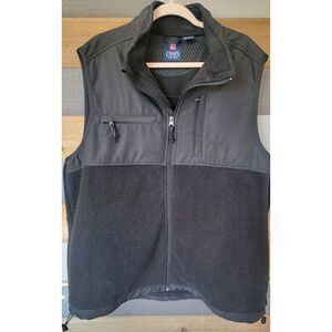 Chaps‎ Black Zip Up Vest w/ Front Pockets - Mens XLarge - Sleeveless w/ Logo